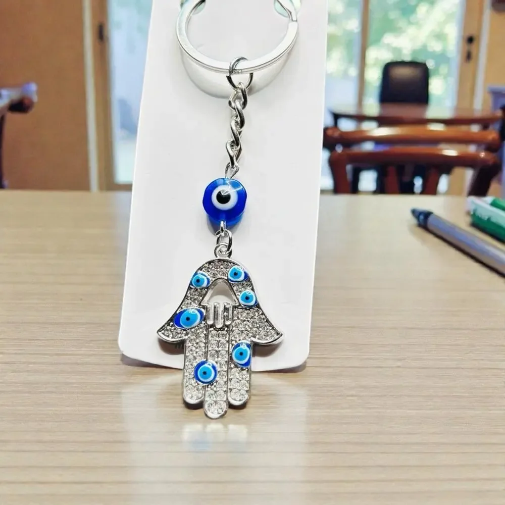 Silver and‎ Blue Evil Eye Key Holder
